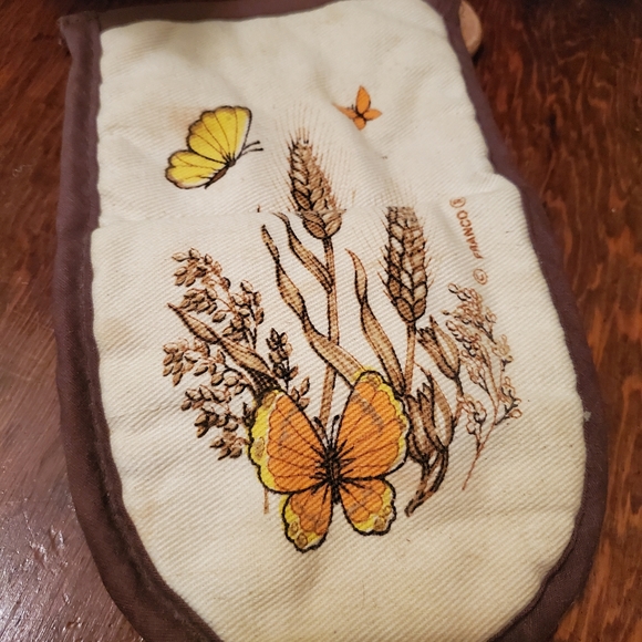 Vintage Potholder Brown Orange Wooden Hoop - Picture 2 of 6